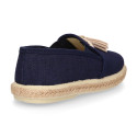 LINEN canvas MOCCASIN style espadrille shoes with tassels in NATURAL color.