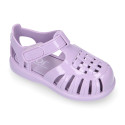 Classic Kids jelly shoes for Beach and Pool use in gloss colors with hook and loop strap closure.