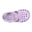 Classic Kids jelly shoes for Beach and Pool use in gloss colors with hook and loop strap closure.