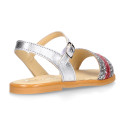 Leather Girl Sandal shoes with silver and pink glitter design.