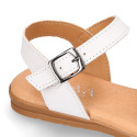 Extra soft Nappa leather Girl sandal shoes with braided design in pastel colors.