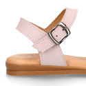 Extra soft Nappa leather Girl sandal shoes with braided design in pastel colors.