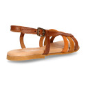 Soft leather Girl sandal shoes with combined straps design.