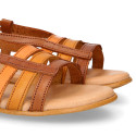 Soft leather Girl sandal shoes with combined straps design.