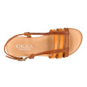 Soft leather Girl sandal shoes with combined straps design.