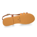 Soft leather Girl sandal shoes with combined straps design.