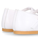 Little T-Strap Okaa Mary Jane shoes in extra soft white Nappa leather with perforated design.