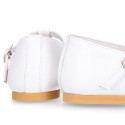 Little T-Strap Okaa Mary Jane shoes in extra soft white Nappa leather with perforated design.