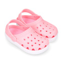 Kids jelly shoes with clog strap design for beach and pool use.