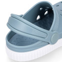 Kids jelly shoes with clog strap design for beach and pool use.