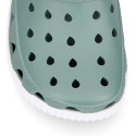 Kids jelly shoes with clog strap design for beach and pool use.