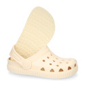 Kids jelly shoes with clog strap design in ivory color for beach and pool use.