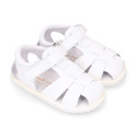 BLANDITOS kids sandal shoes laceless with crossed straps in nappa leather in classic colors.