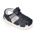 BLANDITOS kids sandal shoes laceless with crossed straps in nappa leather in classic colors.