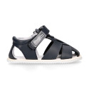 BLANDITOS kids sandal shoes laceless with crossed straps in nappa leather in classic colors.