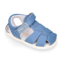 BLANDITOS kids sandal shoes laceless with crossed straps in nappa leather in classic colors.