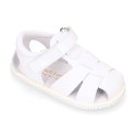 BLANDITOS kids sandal shoes laceless with crossed straps in nappa leather in classic colors.