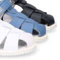 BLANDITOS kids sandal shoes laceless with crossed straps in nappa leather in classic colors.