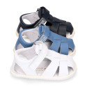 BLANDITOS kids sandal shoes laceless with crossed straps in nappa leather in classic colors.