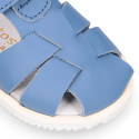 BLANDITOS kids sandal shoes laceless with crossed straps in nappa leather in classic colors.