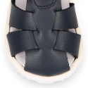 BLANDITOS kids sandal shoes laceless with crossed straps in nappa leather in classic colors.