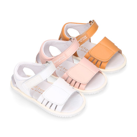 BLANDITOS girl sandal shoes laceless in nappa leather in classic colors.