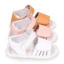 BLANDITOS girl sandal shoes laceless in nappa leather in classic colors.