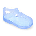 Classic style jelly shoes for the Beach and Pool with VELCRO strap closure.