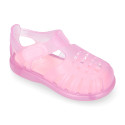 Classic style jelly shoes for the Beach and Pool with VELCRO strap closure.