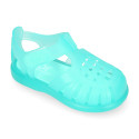 Classic style jelly shoes for the Beach and Pool with VELCRO strap closure.