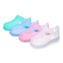 Classic style jelly shoes for the Beach and Pool with VELCRO strap closure.