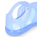 Classic style jelly shoes for the Beach and Pool with VELCRO strap closure.