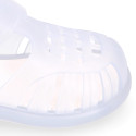 Classic style jelly shoes for the Beach and Pool with VELCRO strap closure.