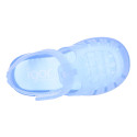 Classic style jelly shoes for the Beach and Pool with VELCRO strap closure.