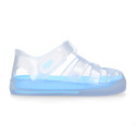 CRYSTAL Tennis style kids jelly shoes with hook and loop strap for Beach and Pool.