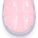 CRYSTAL Tennis style kids jelly shoes with hook and loop strap for Beach and Pool.