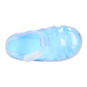 CRYSTAL Tennis style kids jelly shoes with hook and loop strap for Beach and Pool.