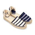 Stripes print Cotton canvas espadrilles shoes valenciana style.