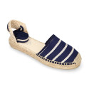 Stripes print Cotton canvas espadrilles shoes valenciana style.