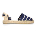 Stripes print Cotton canvas espadrilles shoes valenciana style.