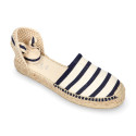 Stripes print Cotton canvas espadrilles shoes valenciana style.