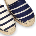 Stripes print Cotton canvas espadrilles shoes valenciana style.