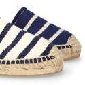 Stripes print Cotton canvas espadrilles shoes valenciana style.