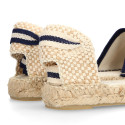 Stripes print Cotton canvas espadrilles shoes valenciana style.