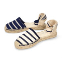 Stripes print Cotton canvas espadrilles shoes valenciana style.