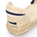 Stripes print Cotton canvas espadrilles shoes valenciana style.