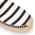 Stripes print Cotton canvas espadrilles shoes valenciana style.