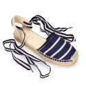 Stripes print Cotton canvas espadrilles shoes valenciana style.