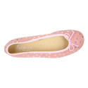 Classic suede leather ballet flat shoes with stars print.