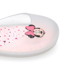 Jelly shoes ballet flat style with hook and loop strap and MINNIE design.